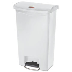 Rubbermaid Streamline Resin Step-On Container, Front Step Style, 13 gal, Polyethylene, White