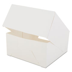 Southern Champion Tray White Window Bakery Boxes with Attached Flip Top, 4-Corner Beers Design, 8 x 8 x 4, White, Paper, 150/Carton
