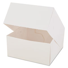 Southern Champion Tray White Window Bakery Boxes with Attached Flip Top, 4-Corner Beers Design, 6 x 6 x 3, White, Paper, 200/Carton