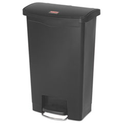 Rubbermaid Slim Jim Streamline Resin Step-On Container, Front Step Style, 13 gal, Polyethylene, Black