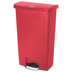 Rubbermaid Streamline Resin Step-On Container, Front Step Style, 18 gal, Polyethylene, Red