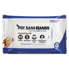 Nice-Pak Products, Inc. PDI Sani-Hands Instant Hand Sanitizing Wipes, 1-Ply, 5.5 x 8.4, White, 20/Pack, 48 Packs/Carton