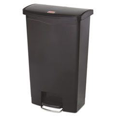 Rubbermaid Slim Jim Streamline Resin Step-On Container, Front Step Style, 18 gal, Polyethylene, Black
