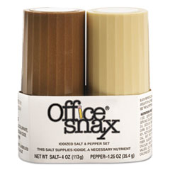Office Snax, Inc. Condiment Set, 4 Oz Salt, 1.5 Oz Pepper, Two-Shaker Set