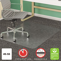Deflecto Corporation Supermat Frequent Use Chair Mat, Med Pile Carpet, 45 X 53, Beveled Rectangle, Clear