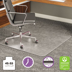 Deflecto Corporation Execumat All Day Use Chair Mat For High Pile Carpet, 45 X 53, Wide Lipped, Clear