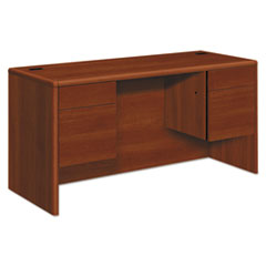 Hon Company 10700 Kneespace Credenza, 3/4 Height Pedestals, 60w X 24d X 29.5h, Cognac