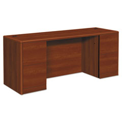 Hon Company 10700 Kneespace Credenza, Full Height Pedestals, 72w X 24d X 29.5h, Cognac