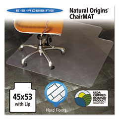 E.S. Robbins Natural Origins Chair Mat With Lip For Hard Floors, 45 X 53, Clear
