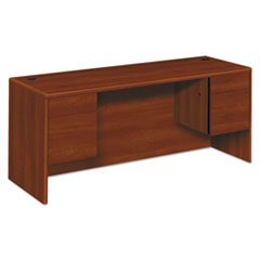 Hon Company 10700 Kneespace Credenza, 3/4 Height Pedestals, 72w X 24d X 29.5h, Cognac