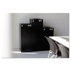 SAFCO Products Public Square Recycling Receptacles, Paper Recycling, 42 gal, Steel, Black