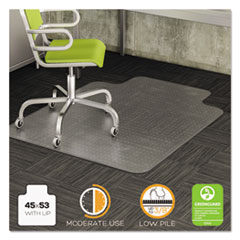 Deflecto Corporation DuraMat Moderate Use Chair Mat for Low Pile Carpet, 45 x 53 with Lip, Clear, Ships in 4-6 Business Days