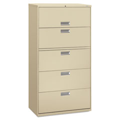Hon Company Brigade 600 Series Lateral File, 4 Legal/letter-Size File Drawers, 1 Roll-Out File Shelf, Putty, 36