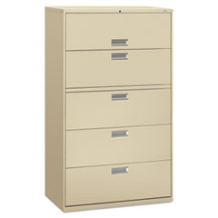 Hon Company Brigade 600 Series Lateral File, 4 Legal/letter-Size File Drawers, 1 Roll-Out File Shelf, Putty, 42