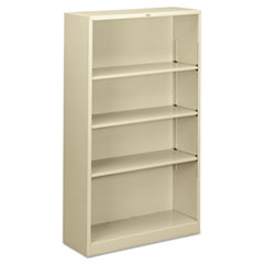 Hon Company Metal Bookcase, Four-Shelf, 34.5w x 12.63d x 59h, Putty