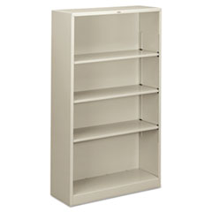 Hon Company Metal Bookcase, Four-Shelf, 34.5w x 12.63d x 59h, Light Gray