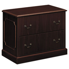 Hon Company 94000 Series Lateral File, 2 File Drawers, Mahogany, 37.5