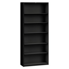 Hon Company Metal Bookcase, Six-Shelf, 34.5w x 12.63d x 81.13h, Black