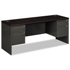 Hon Company 38000 Series Kneespace Credenza, 72w X 24d X 29.5h, Mahogany/charcoal