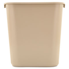 Rubbermaid Deskside Plastic Wastebasket, 7 gal, Plastic, Beige