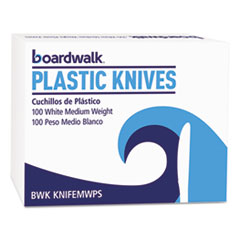 Boardwalk Mediumweight Polystyrene Cutlery, Knife, White, 100/box