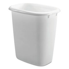 Rubbermaid Open-Top Wastebasket, 14.4 qt, Plastic, White, 6/Carton