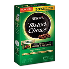 Nestle Taster's Choice Decaf House Blend Instant Coffee, 0.1oz Stick, 5/box, 12 Bx/ctn
