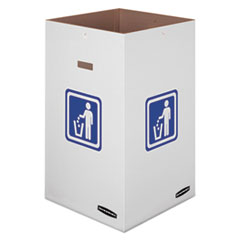 Fellowes Mfg. Co. Waste and Recycling Bins, 42 gal, Corrugated Paper, White, 10/Carton