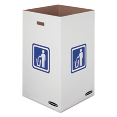 Fellowes Mfg. Co. Waste and Recycling Bins, 50 gal, Corrugated Paper, White, 10/Carton