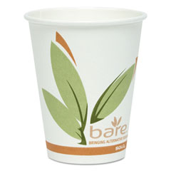 Dart Bare Eco-Forward Recycled Content PCF Wrapped Paper Hot Cups, 10 oz, Green/White/Beige, Individually Wrapped, 480/Carton