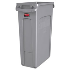 Rubbermaid Slim Jim with Venting Channels, 23 gal, Plastic, Gray