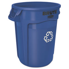 Rubbermaid Brute Recycling Container, 32 gal, Polyethylene, Blue