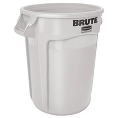 Rubbermaid Vented Round Brute Container, 10 gal, Plastic, White