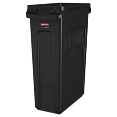 Rubbermaid Slim Jim with Venting Channels, 23 gal, Plastic, Black