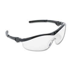 MCR Safety Storm Wraparound Safety Glasses, Black Nylon Frame, Clear Lens, 12/box