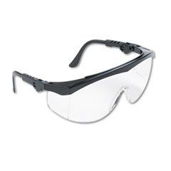 MCR Safety Tomahawk Wraparound Safety Glasses, Black Nylon Frame, Clear Lens, 12/box