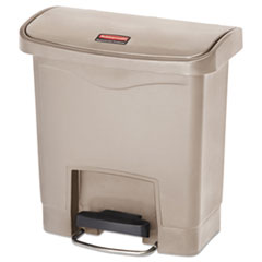 Rubbermaid Streamline Resin Step-On Container, End Step Style, 4 gal, Resin, Beige