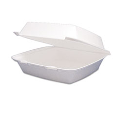 Dart Foam Hinged Lid Containers, 1-Compartment, 8.38