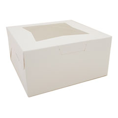 Southern Champion Tray White Window Bakery Boxes with Tuck-in Lid, 10 x 10 x 5, White, Paper, 150/Carton