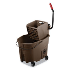 Rubbermaid Wavebrake 2.0 Bucket/wringer Combos, Side-Press, 35 Qt, Plastic, Brown