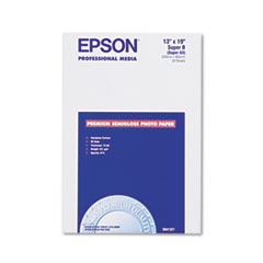 Epson Premium Photo Paper, 10.4 Mil, 13 X 19, Semi-Gloss White, 20/pack