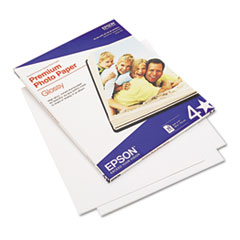 Epson Premium Photo Paper, 10.4 Mil, 8.5 X 11, High-Gloss Bright White, 25/pack