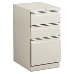 Hon Company Brigade Mobile Pedestal With Pencil Tray Insert, Left/right, 3-Drawers: Box/box/file, Letter, Light Gray, 15