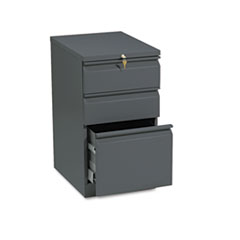 Hon Company Brigade Mobile Pedestal With Pencil Tray Insert, Left/right, 3-Drawers: Box/box/file, Letter, Charcoal, 15