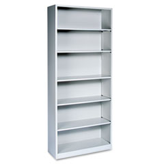 Hon Company Metal Bookcase, Six-Shelf, 34.5w x 12.63d x 81.13h, Light Gray