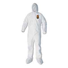 Kimberly Clark A40 Elastic-Cuff, Ankle, Hood and Boot Coveralls, 4X-Large, White, 25/Carton