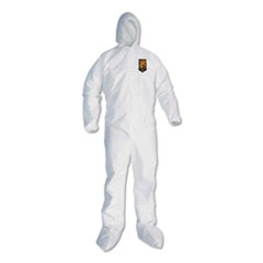 Kimberly Clark A30 Hood and Boots Splash/Particle Protection Coverall, 5X-Large, White, 25/Carton