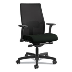Hon Company Ignition 2.0 4-Way Stretch Mid-Back Mesh Task Chair, Adjustable Lumbar Support, Black Seat/Back, Black Base