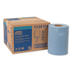 Essity Industrial Paper Wiper, 4-Ply, 10 x 15.75, Unscented, Blue, 190 Wipes/Roll, 4 Roll/Carton