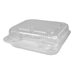 Durable Packaging Plastic Clear Hinged Containers, 3-Compartment, 5 Oz/5 Oz/15 Oz, 8.88 X 8 X 3, Clear, 250/carton